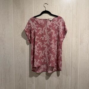 Hippie Rose Mauve Pink Floral Blouse Size XL